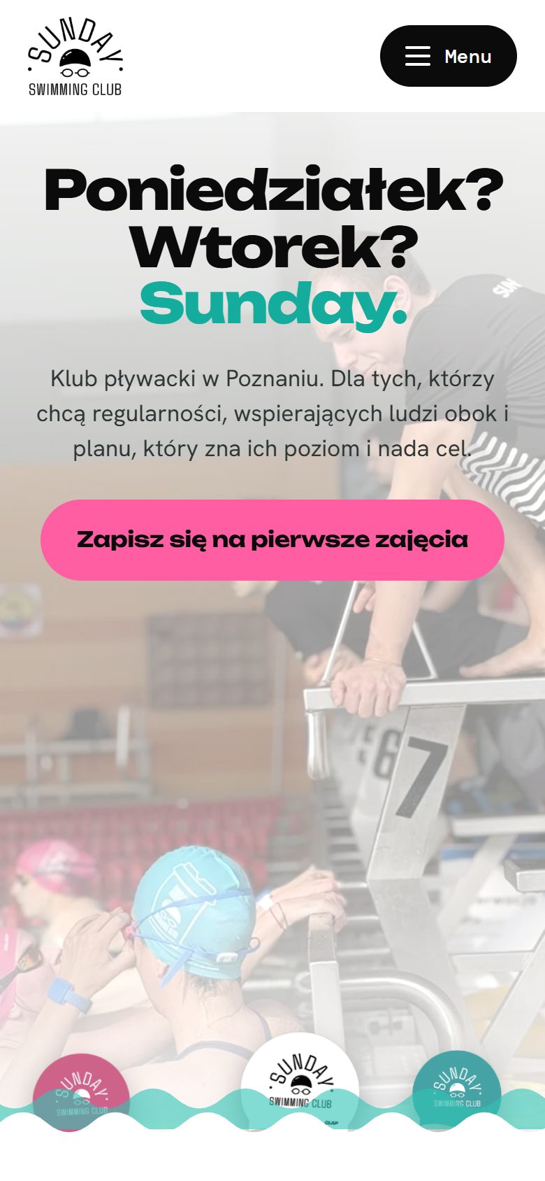 Strona sundayswimmingclub.pl na telefonie